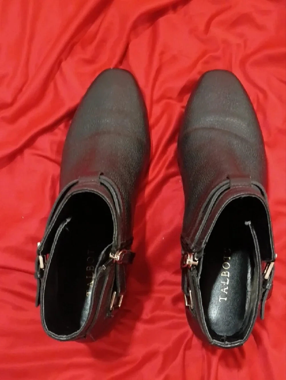 Talbots Black Pointed Ankle Booties with Buckle Strap